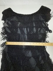 Vintage Fabrice New York Couture 20s Revival Flapper Dress Black Beaded Silk Med
