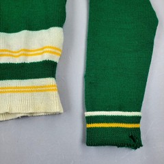 Vintage 1950s Varsity Cheer Sweater Womens USA Made Kelly Green Virgin Wool 60s