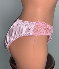 NEW Glossy Satin & Lace XL 8 Hi Cut Bikini Panties Lace Inset at Hip