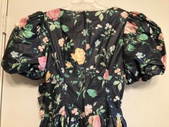 Vintage 80s Cottage Core Black Floral Prom Party Dress S G Gilbert –