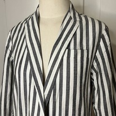 Vintage 80s Gray Striped Light weight Cotton Blazer Deadstock