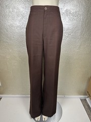 Vintage Ladies 1970’s PULSE Brown Polyester Pants Wide Leg High Waisted Disco