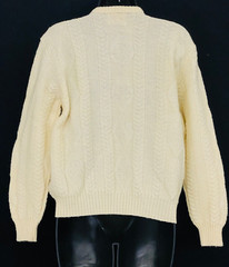 Vintage 1960s ivory white sweater wool knit wooden buttons oversized cardigan M