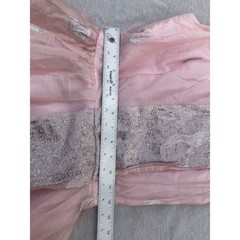 Vtg 80s Pink Silver Floral Empire Layered Taffeta Women’s XS S O USA Short Dress
