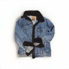 LEVI’S & Cassin of New York Repurposed Vintage Denim Blue Jean Rabbit Fur Jacket