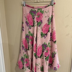 Judy Hornby Pink Floral Silk Skirt Sz Small