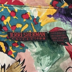 Vintage 80s Jerri Sherman Collection Silk Colorful Moulin Rouge Blouse Size 8