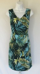 CONNECTED APPAREL BIRD OF PARADISE SLEEVELESS FLORAL DRESS SIZE 10 POLY LEAVES