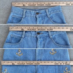 vintage high waist tapered leg jeans embroidered anchor anchors sz 12 28” waist