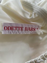 Vintage 50s ODETTE BARSA Hand Embroidered Madeira Half Slip Green Leaf Sz S