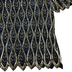 Stenay Top Vintage Beaded Sequins Silk Art To Wear Scalloped Size L Embellished