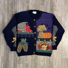 Vtg Sweater Loft New York USA Cardigan Thanksgiving Holiday Sweater Size Medium