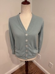 Dalton 100% Cashmere Cardigan Sweater Pockets Blue True Vintage Women’s 38 S/M