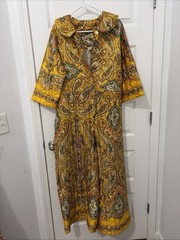 Vintage 70s Penneys Loungewear Paisley Hostess Gown Quilted House Coat Robe Maxi