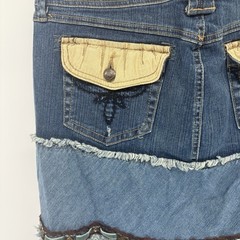 Vintage Candies Low Rise Maxi Denim Skirt W Ruffles Y2K Chore Stretch Women 13