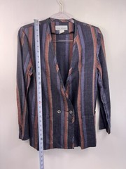 Vintage Lloyd Williams Linen Blend Blazer Womens Size 8 Striped Purple