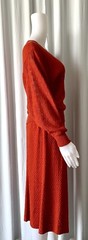 Vintage 70s SAVION by Ignacy Feuer Knit Skirt Set S/M Orange