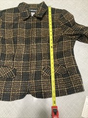 VTG Sag Harbor Women’s 14 Petite Brown Plaid 90s Career Blazer Jacket F12072 14P