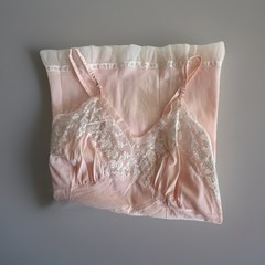 Vintage Pretty in Peachy Pink Rhythm Lingerie Nylon Nightgown Cup Size 36