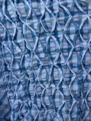 Vintage METROPOLITAN House Dress Robe L XL Blue Plaid Smocked Pearl Snaps EC
