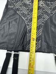 VINTAGE Lady Marlene Black Bustier CORSET GARTER Clip Girdle 36D Lace Satin Goth