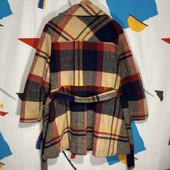 Vintage 50s 60s Plaid Wool Coat Mod Rainbow Hudson Large Atomic Hippy Hollywood