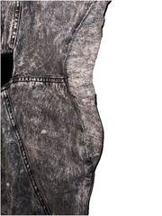 Rebound Denim Dress Acid Washed Faux Leather Trim Altered Women’s L 80’s READ