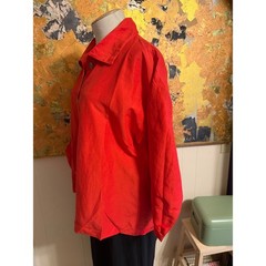 Stunning Vintage Xiao A La Mode Bright Red Silk and Linen Tunic Asymmetrical L