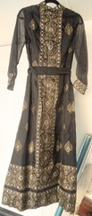 Vtg Shaheen Maxi Dress Black w Gold Designs Hawaii California Size 10 Never Worn