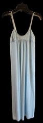 VTG Sky Blue Night Gown Nylon Maxi Romantic Lace Babydoll Dress Sz S SPAGHETTI
