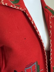 1940s Vtg Mexican Wool Embroidered Tourist Souvenir Jacket 40s Folk Art