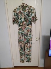 Vintage Hawaiian Print Tropical Jumpsuit Carol Anderson 80’s 90’s Multocolor