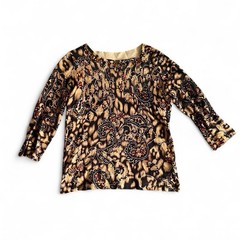 2000s Vintage Tuscan Avant Garde Beaded Top Jones New York L