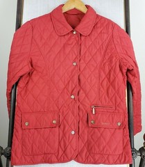 BARBOUR Size 10US Daphne Womens Red Diamond Quilted Snap Front Field Jacket Coat