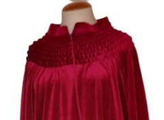 Vintage Caftan Robe House Coat Red Velour 38/40 Made In USA Pocket It’s A Charm