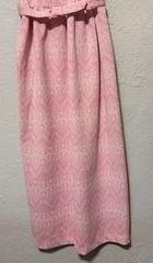 Vintage Women’s Toni Todd Pink Textured Sleeveless Formal Maxi Dress With Belt