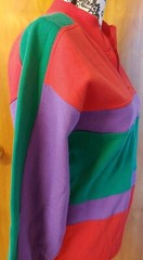 CARRIAGE COURT Women’s Small Colorblock Sweatshirt Shirt Red Purple Green NWT