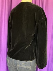 TRUE VINTAGE Black Velvet Swing Capelet Wide 3/4 Sleeves *Size S