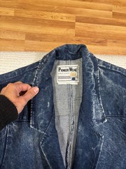 Vintage 80s Pioneer Wear Acid Wash Denim Duster Coat, Southwestern Applique/Fur