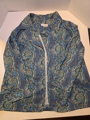 70s Lady Devon brand Paisly Vintage Top in Shades of Blue