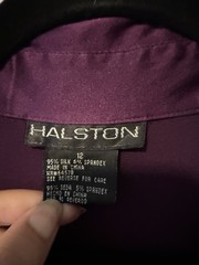 Halston Sz 13 Shirt Dress Purple Silk Long Button Down Front Purple 1990s VTG