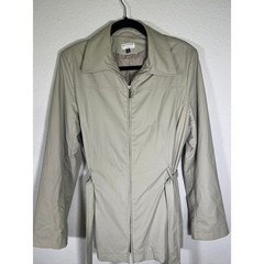 Vintage Beige Minimalist Raincoat Jacket Belted Quiet Luxury Coat Medium Giacca