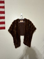 Vintage Oak Park Furriers Brown Mink Fur Stole Wrap