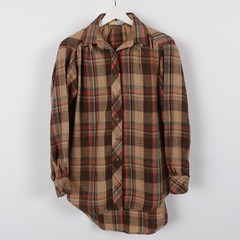 Vintage 70s H.I.S. Women’s Wool Flannel Button Shirt Loop Collar Size Medium USA