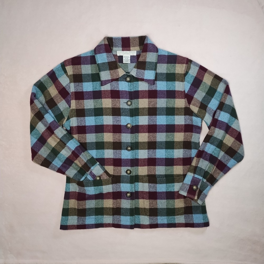 vintage 90s plaid check wool shacket chore jacket coat sz 8 western heritage