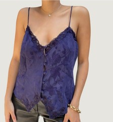 VTG Victoria’s Secret Gold Label Satin Cropped Cami Size Petite Royal Blue