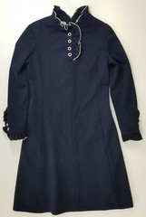 Women Nancy Greer Navy Blue Vintage Collar White Trim Long Sleeve Dress Medium