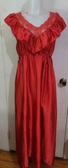 Vintage Ilise Stevens Lacy Red Ruffle Nightgown Sz Small/med Stunning Versatile
