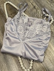 VTG 80s Collectible Classics Women’s Lilac Silky Satin Nylon Floral Laced Cami M