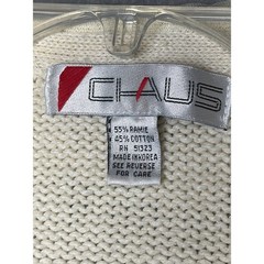 Vintage Chaus Cream Lace Collar Cardigan Sweater Womens Small Ramie Cotton Knit